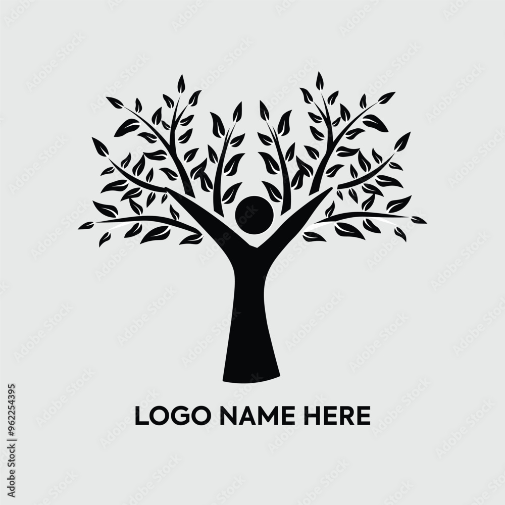 Fototapeta premium A black shape human tree logo design