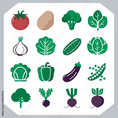 Set of vegetables black silhouette Carrot, potato, tomato, cucumber, onion, garlic, cauliflower, bell pepper, cabbage vector icon in white background.