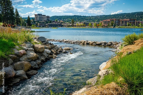 Lake Coeur D'Alene: Summer Views of Downtown and Waterfront Resort in Idaho, USA photo