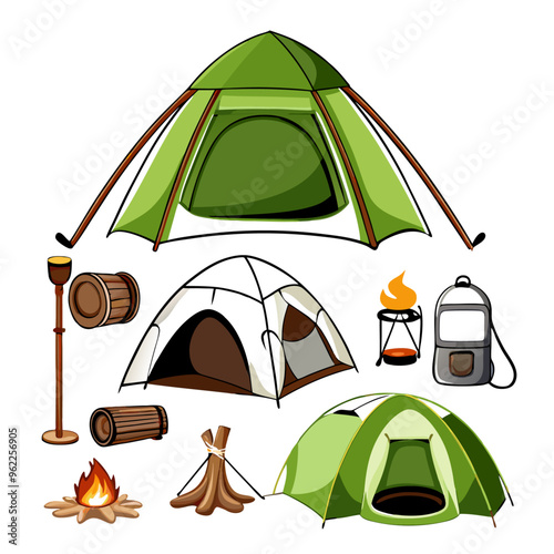 Vector set of camping tents on a isolated white background (9)