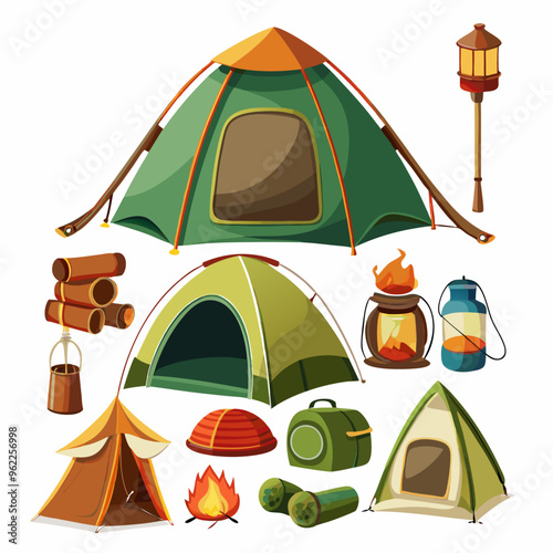 Vector set of camping tents on a isolated white background (12)