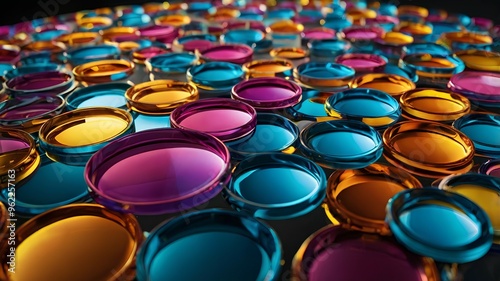 Wallpaper Mural 3D rendering illustration featuring a composition of glass disc shapes Torontodigital.ca