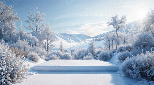 snow covered trees, winter scenenery background