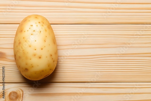 potato on a wooden background, top view
