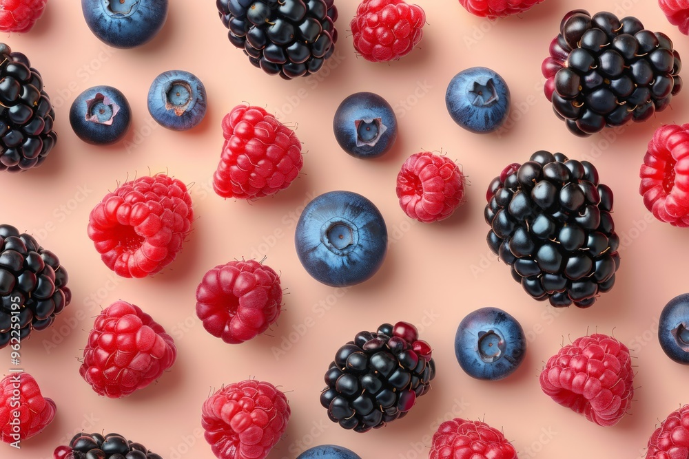 blackberries raspberries and blueberries on a seamless background blackberries raspberries and blueberries on a seamless background