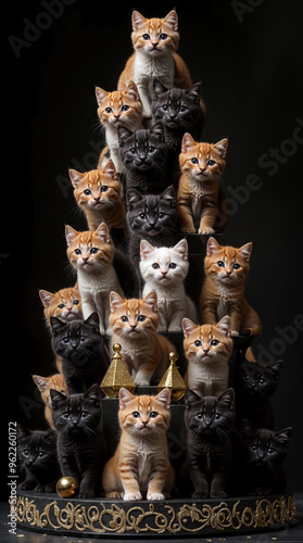 Christmas tree made of cats