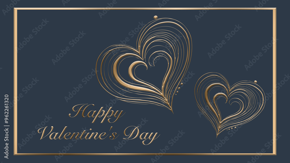 Valentine's Day design . Golden 3D pattern on a dark background Valentine's Day design . Golden 3D pattern on a dark background