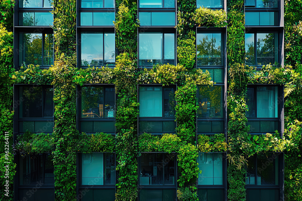 A Living Wall: Modern Architecture Embraces Nature, Creating a Sustainable and Vibrant Cityscape. A Living Wall: Modern Architecture Embraces Nature, Creating a Sustainable and Vibrant Cityscape.