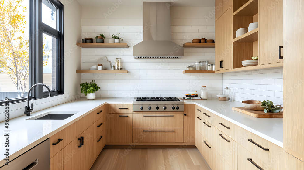 Minimalist Scandinavian Kitchen with Simple White Subway Tile Minimalist Scandinavian Kitchen with Simple White Subway Tile