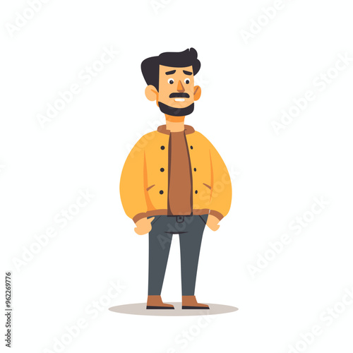 A man in a yellow jacket is standing with his hands in his pockets. He has a serious expression on his face