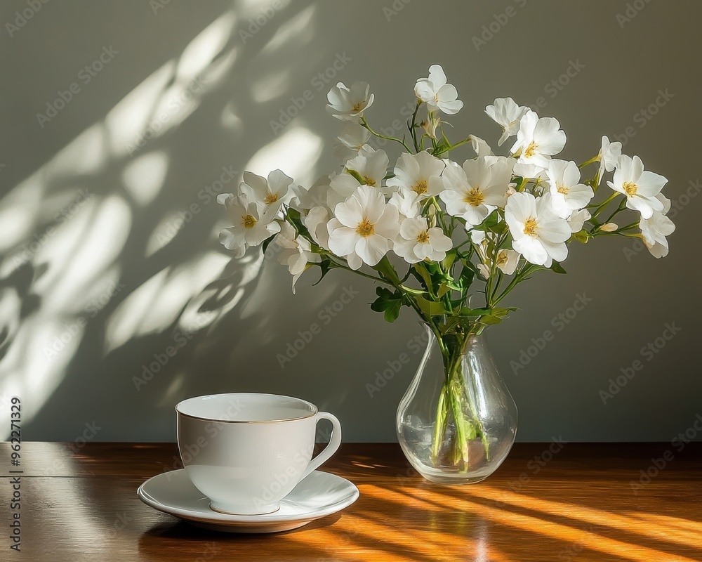 Serene Morning Ritual, a tranquil setting featuring a steaming coffee cup, soft sunlight filtering through leaves, inviting calm and reflection. Serene Morning Ritual, a tranquil setting featuring a steaming coffee cup, soft sunlight filtering through leaves, inviting calm and reflection.