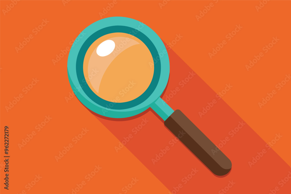 Magnifying Glass Flat Icon on Orange Background with Long Shadow Magnifying Glass Flat Icon on Orange Background with Long Shadow