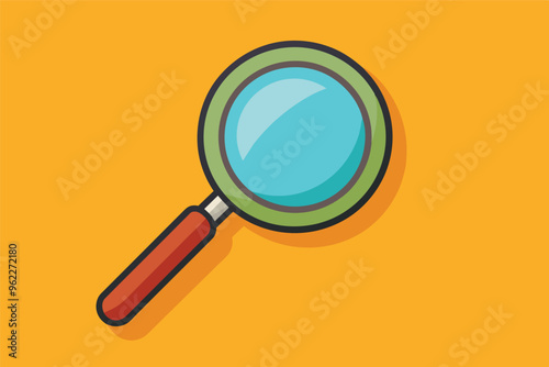 Magnifying Glass Flat Icon on Orange Background with Long Shadow