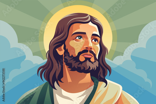Jesus Christ Portrait Illustration, Religious Art
