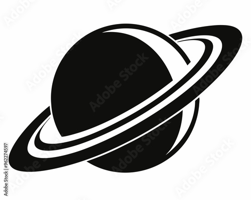 Saturn icon, Saturn with sparkle silhouette, cosmos and planet, Saturn silhouette vector