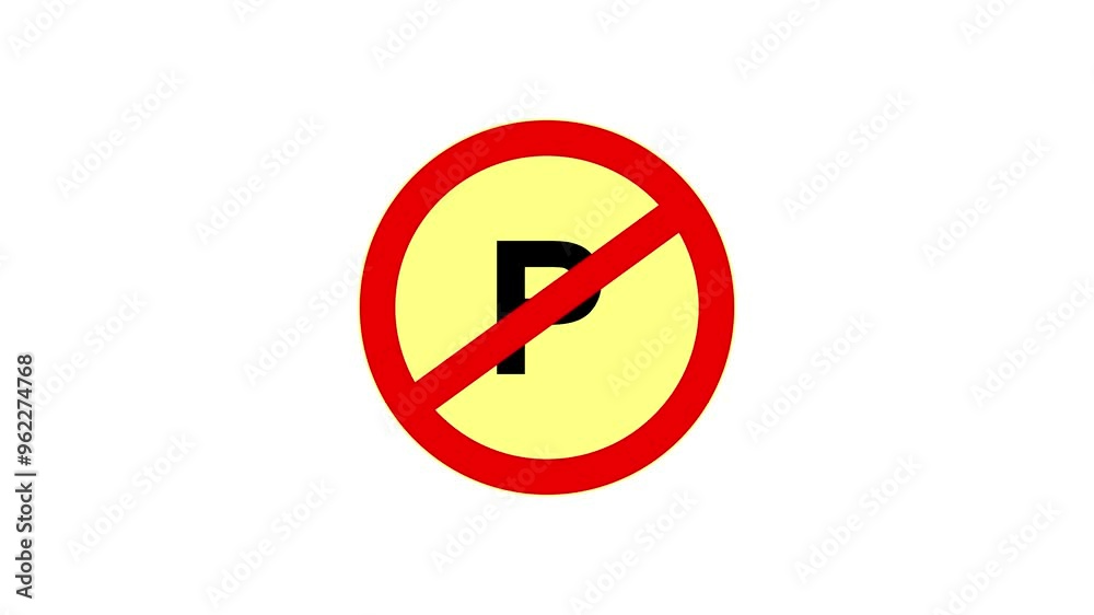 No parking icon with animation on a withe background. No parking icon with animation on a withe background.