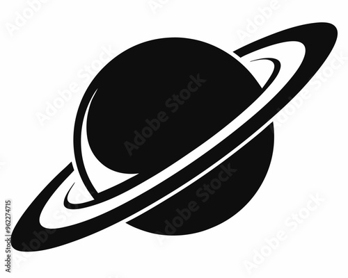 Saturn icon, Saturn with sparkle silhouette, cosmos and planet, Saturn silhouette vector