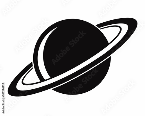 Saturn icon, Saturn with sparkle silhouette, cosmos and planet, Saturn silhouette vector