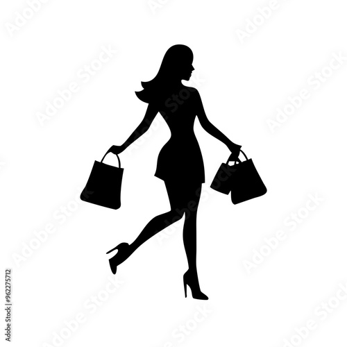 silhouette of a woman with shopping bags vector svg black friday svg