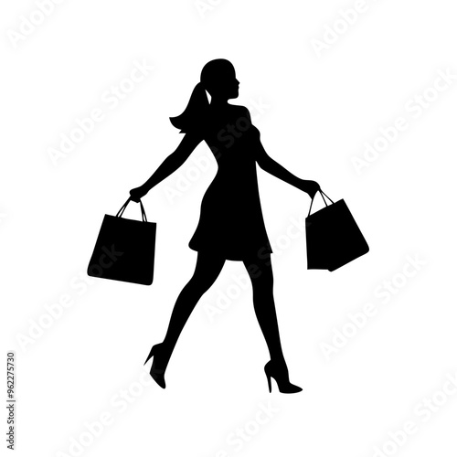 silhouette of a woman with shopping bags vector svg black friday svg
