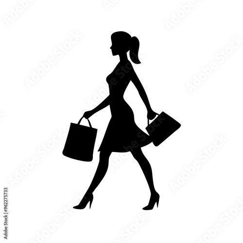 silhouette of a woman with shopping bags vector svg black friday svg