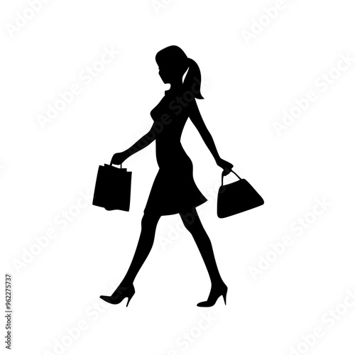 silhouette of a woman with shopping bags vector svg black friday svg