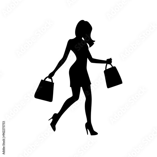 silhouette of a woman with shopping bags vector svg black friday svg