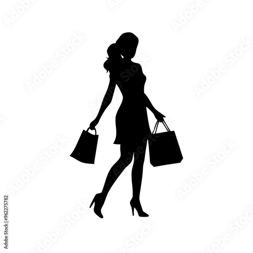 silhouette of a woman with shopping bags vector svg black friday svg
