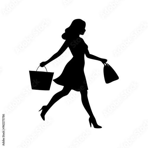 silhouette of a woman with shopping bags vector svg black friday svg