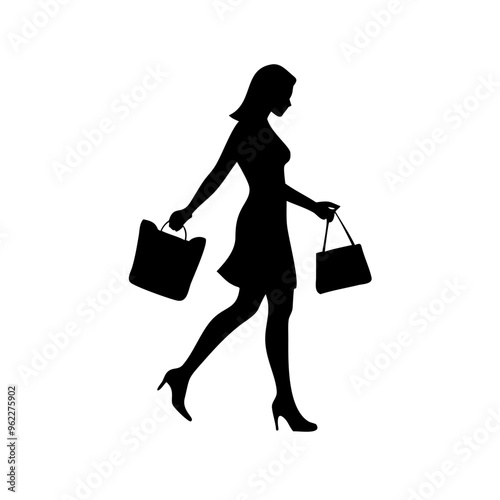 silhouette of a woman with shopping bags vector svg black friday svg