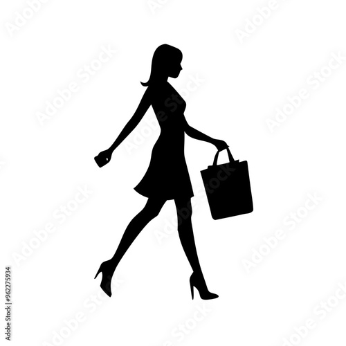 silhouette of a woman with shopping bags vector svg black friday svg