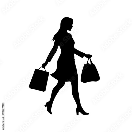 silhouette of a woman with shopping bags vector svg black friday svg