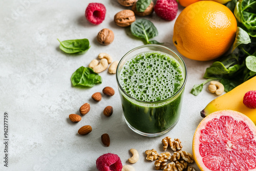 Wallpaper Mural Fresh green smoothie with healthy ingredients, on a white background Torontodigital.ca