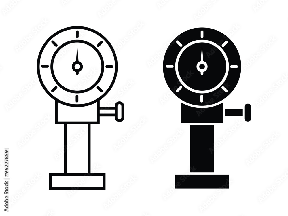 Manometer or pressure gauge icon set, Tire pressure check, linear and flat style icon.