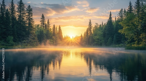 Wallpaper Mural A scenic view of a tranquil Minnesota lake at sunrise Torontodigital.ca