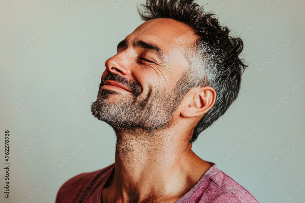 Obraz premium a close up of a man's face looking to a side