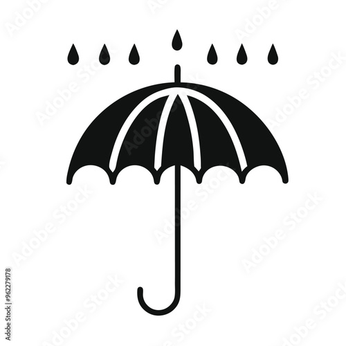  Vector silhouette of a Umbrella Icon Style, white background,
