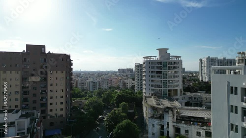 Beautiful modern cityscape of kolkata from the air, nice buildings and infrastructures photo