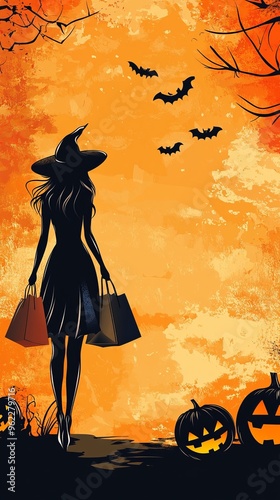 ntrance is limited to nightclub, dress code. Fashion young woman with pumpkin going to Halloween party 2025. Beautiful woman like witch. Moon, scary photo