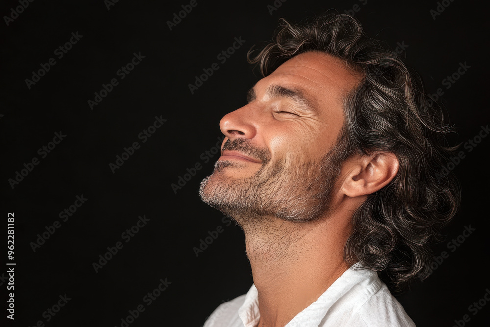 Obraz premium a close up of a man's face looking to a side