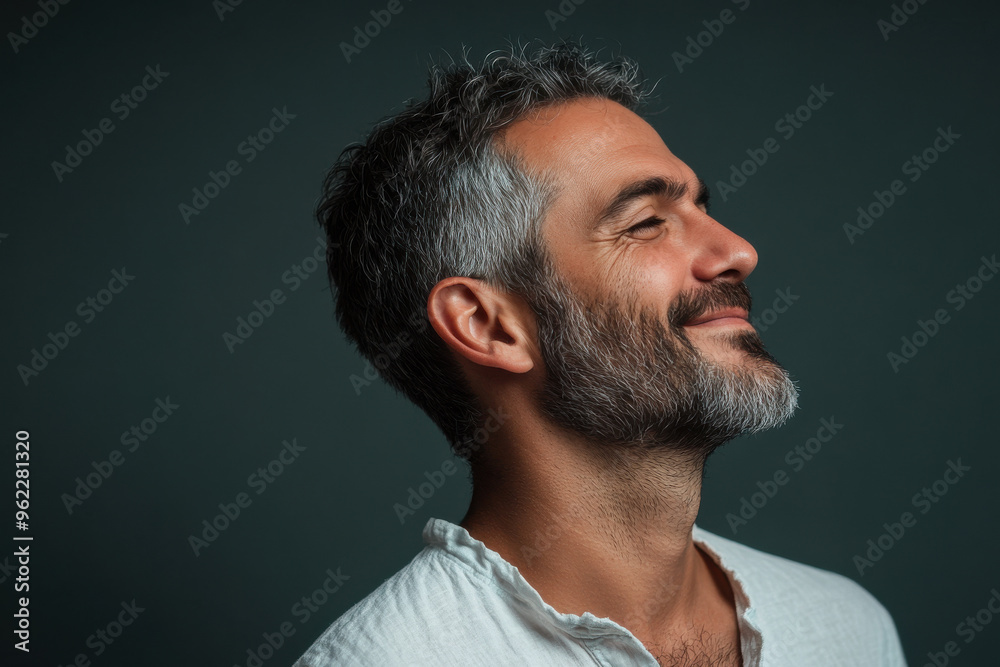 Fototapeta premium a close up of a man's face looking to a side