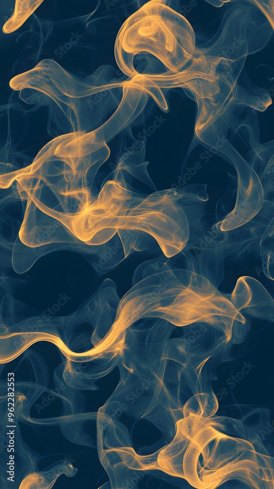 Yellow Smoke on Blue Background, Abstract Image, Texture, Pattern, Wallpaper, Cover and Screen for Smartphone, PC, Laptop, 9:16 and 16:9 Format
