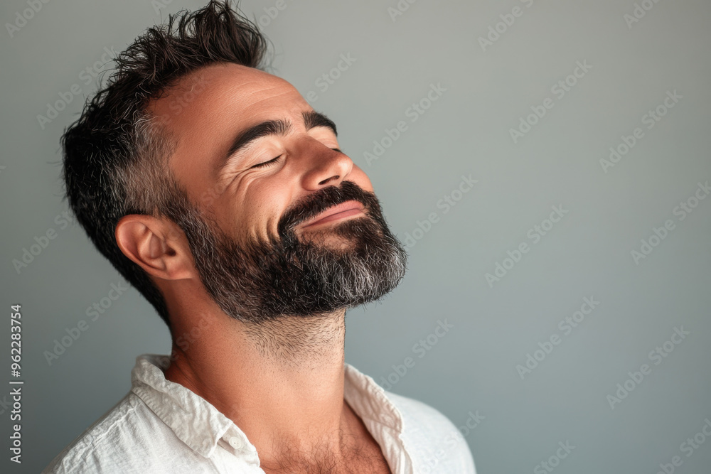 Obraz premium a close up of a man's face looking to a side