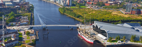 Govan to Partick pedestrian and cycle bridge over the River Clyde in Glasgow on day of completion  photo