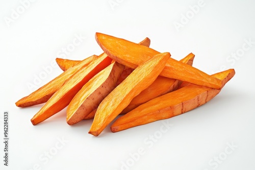 3D Render of Sweet Potato Fries Isolated on White Background - Perfect for Food Advertising and Print Design