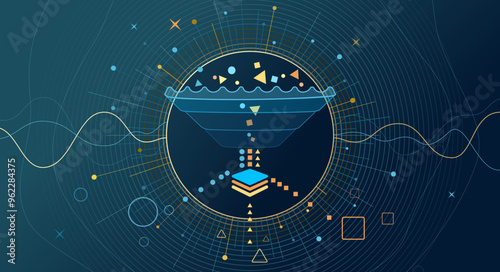 Data Lake, Structured Data, Unstructured Data. A centralized repository designed to store, process, and secure wide amounts of structured, semi-structured, unstructured data types. Abstract wallpaper.