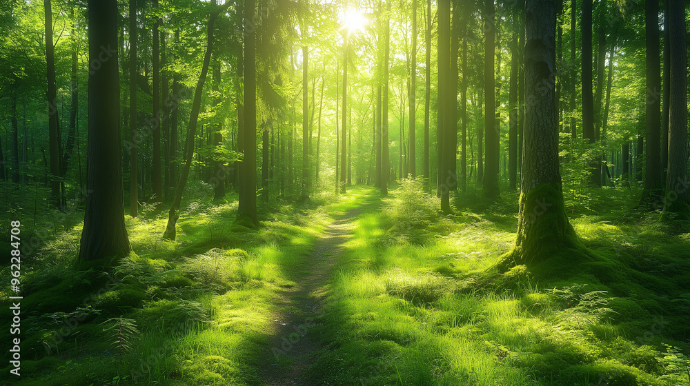 Obraz premium sun rays in the forest