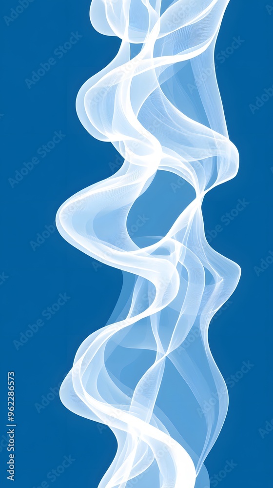 Naklejka premium White Smoke on Blue Background, Abstract Image, Texture, Pattern, Wallpaper, Cover and Screen for Smartphone, PC, Laptop, 9:16 and 16:9 Format