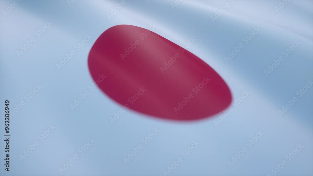 Waving Japanese Flag Animation with Red Sun on White Background Waving Japanese Flag Animation with Red Sun on White Background