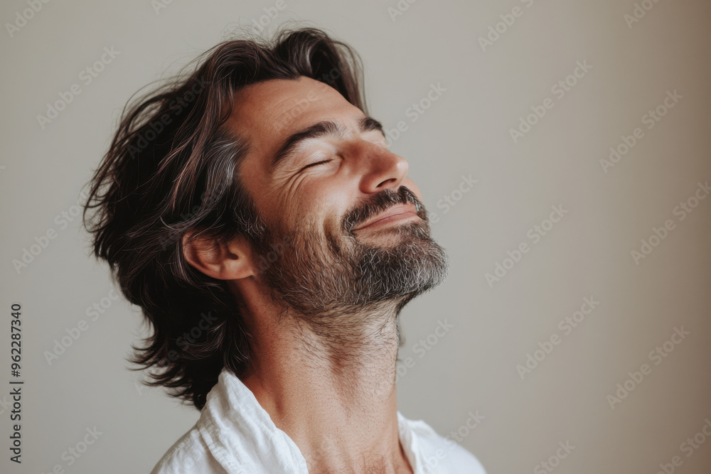 Fototapeta premium a close up of a smiling man's face